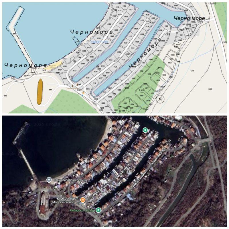 Ченгене скеле. Снимки от кадастралната карта и Google Maps